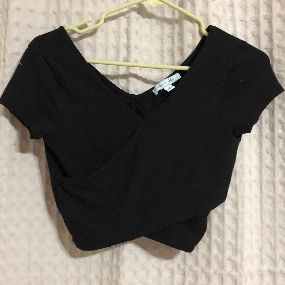 Small tight black crop top